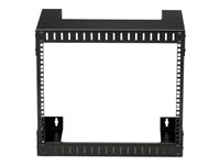 StarTech.com 8U 19" Wall Mount Network Rack - 12" Deep 2 Post Open Frame Server Room Rack for Data/AV/IT/Computer Equipment/Patch Panel with Cage Nuts & Screws 135lb Capacity, Black (RK812WALLO) - rack - 8U RK812WALLO