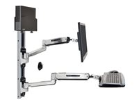 Ergotron LX Wall Mount System with Small CPU Holder - monteringskit för systemenhet/bildskärm/tangentbord - sittande/stående 45-359-026