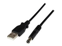 StarTech.com USB till 5,5 mm strömkabel - cylindrisk kontakt av typ N - 1 m - strömkabel - USB (endast ström) till Växelströmsjack 5,5 x 2,5 mm - 1 m USB2TYPEN1M