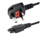 StarTech.com 2 m brittisk strömkabel för bärbara datorer, BS 1363 till C5 (Clover Leaf), 2,5 A 250 V, 18AWG, brittisk ersättningsnätsladd för bärbara datorer, nätsladd för skrivare, laddarkabel för bärbara datorer, strömförsörjningskabel för bärbara datorer - strömkabel - IEC 60320 C5 till BS 1363 - 2 m PXTNB3SUK2M